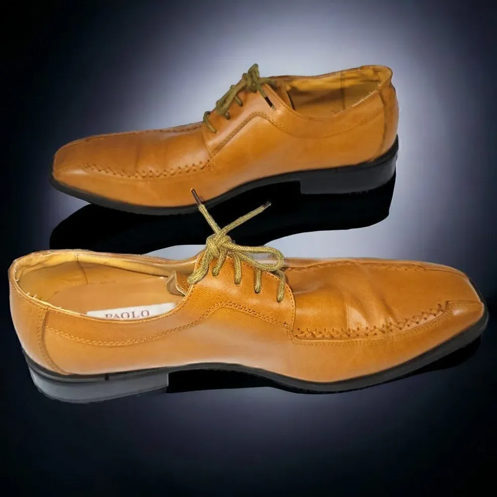 Paolo Giardini tan leather laced Oxford dress shoes